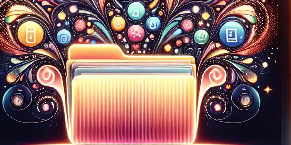 A modern digital workspace showcasing a well-organized adult content folder with vibrant colors and inviting decor.