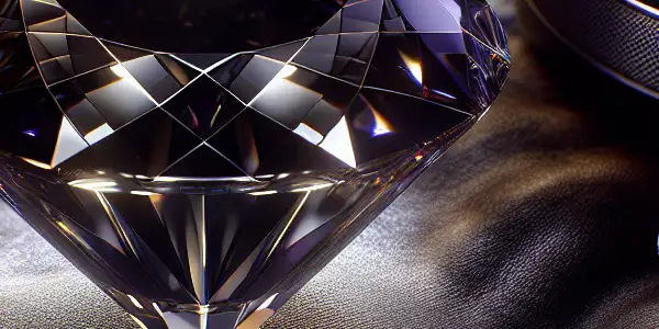 A luxurious AV diamond on black velvet, surrounded by subtle technology hints, exuding sophistication and exclusivity.