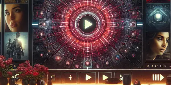 A modern online video platform interface showcasing diverse adult film thumbnails in a cozy, inviting setting.