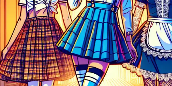 A vibrant scene featuring diverse characters in iconic adult film costumes, set against a playful and seductive backdrop.