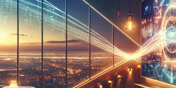 A cozy viewing room displaying a classic adult film on a large TV, with a person enjoying the experience.